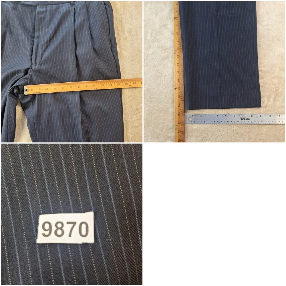 Jos A Bank Suit Mens 42R Blue Wool Stripe Single Vent 2 Button Signature 34x29